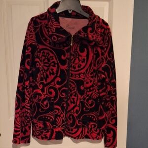 Onque Casuals Red and Black Patterned Full Zip Teddy Jacket XL